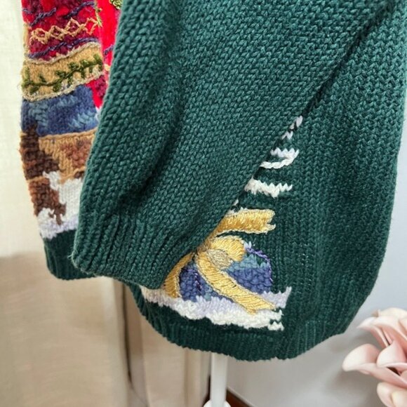 90s Vintage Tiara International Santa Claus Christmas Sweater Sequins Large - Picture 12 of 14